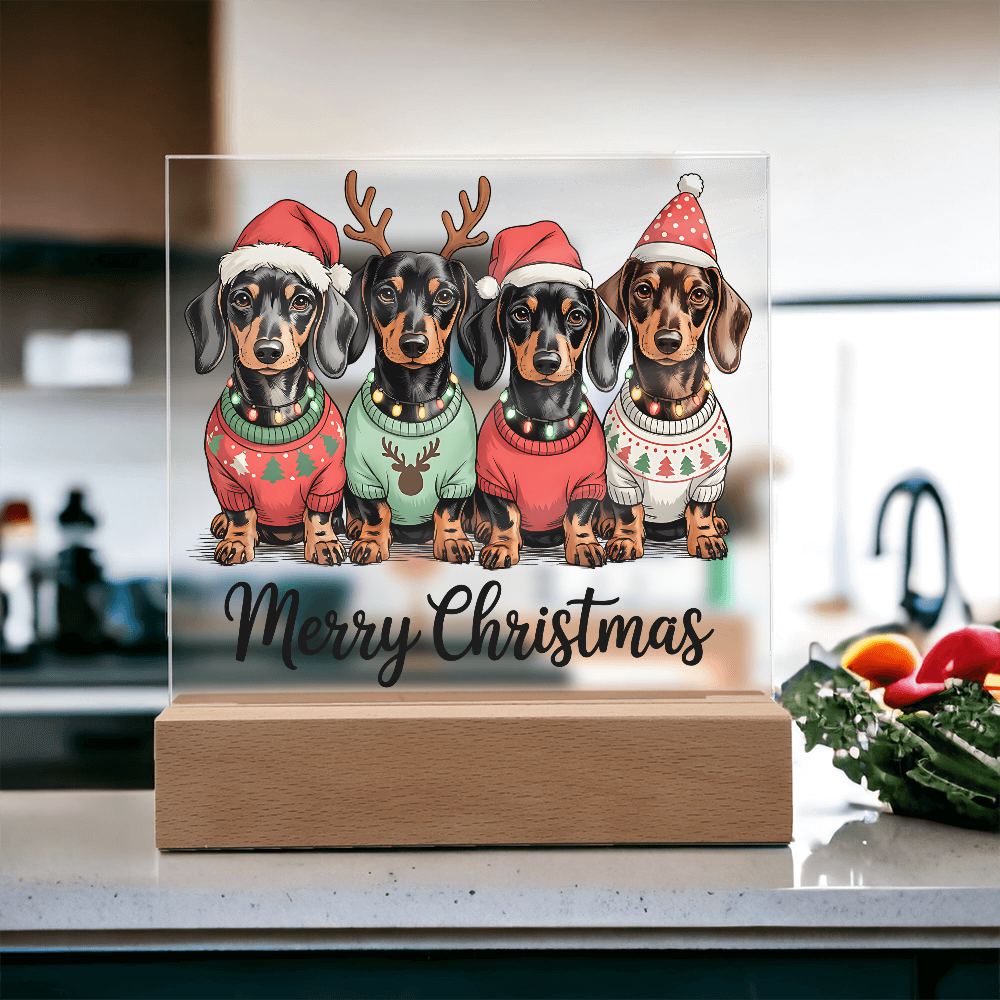 To My Family Acrylic, Dog Family Merry Christmas